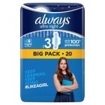 Always Ultra Night S/Twels With Wings 20 Pack