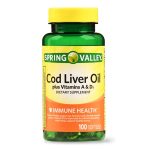 Spring Valley Cod Liver Oil + Vitamin A&D 100 Softgels