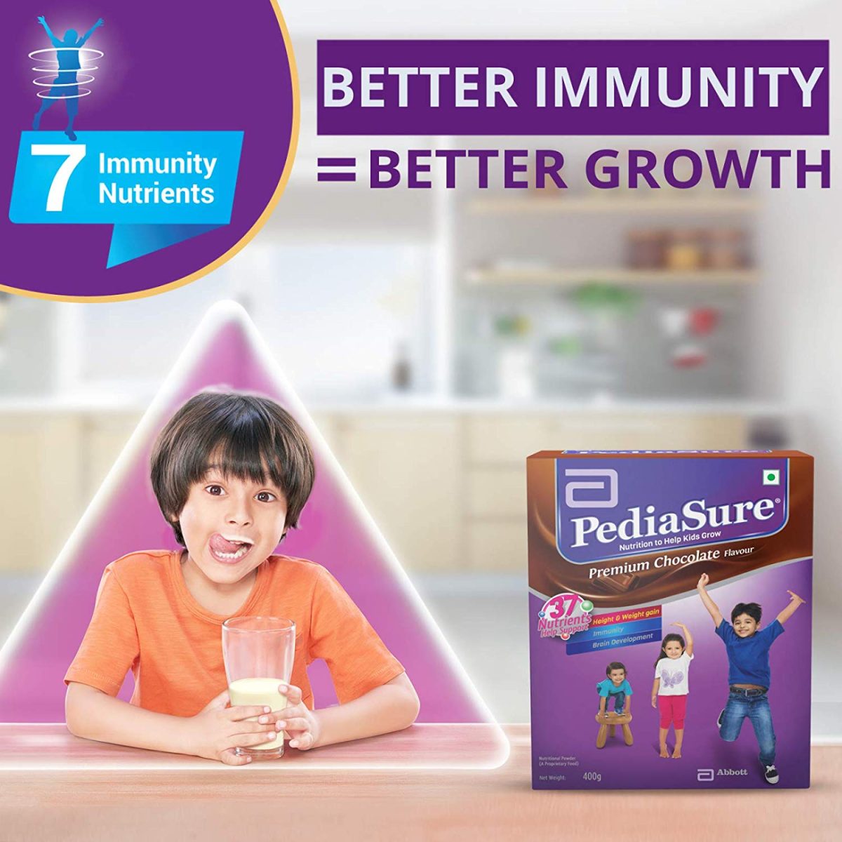 PediaSure Health & Nutrition Drink Powder for Kids Growth Chocolate 400g - Image 2
