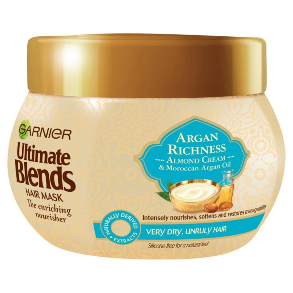 Garnier Ultimate Blends Argan Oil & Almond Cream Dry Hair Treatment Mask 300ml - Image 1