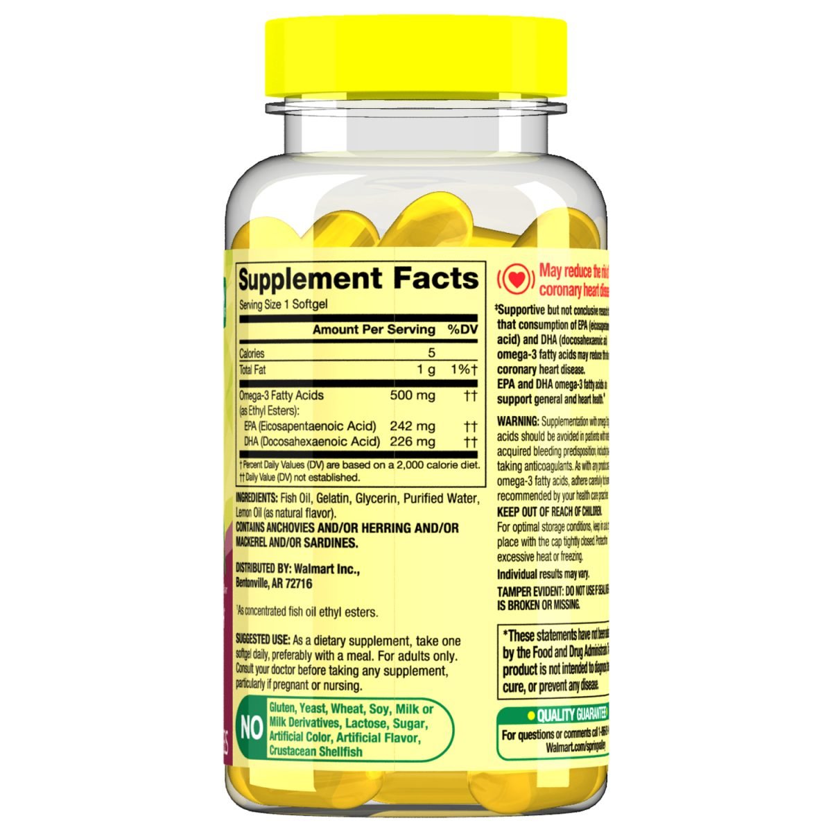 Spring Valley Omega-3 Fish Oil† 500mg 60 Softgels - Image 2