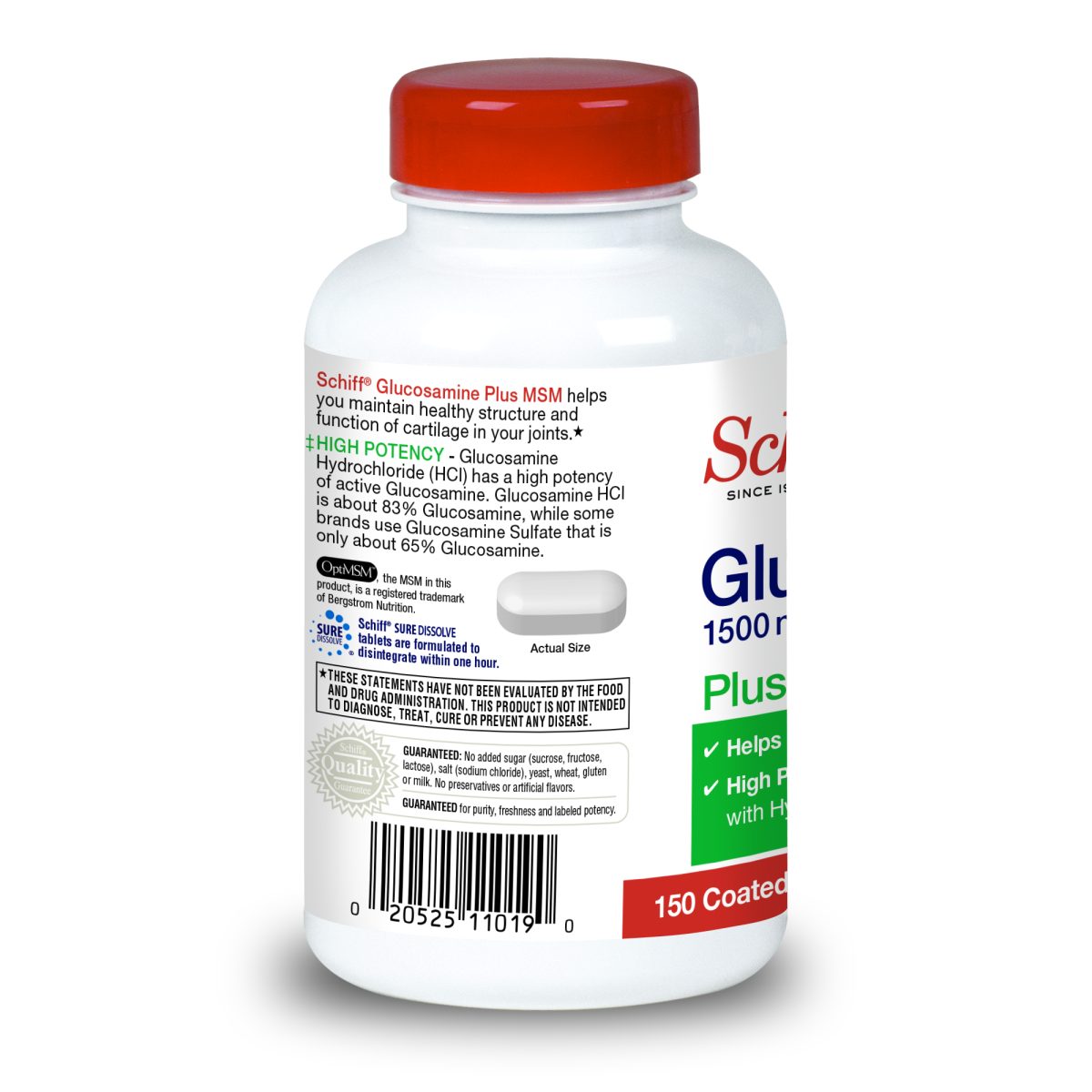 Schiff Glucosamine Plus MSM and Hyaluronic Acid 1500mg 150 Tablets - Image 4