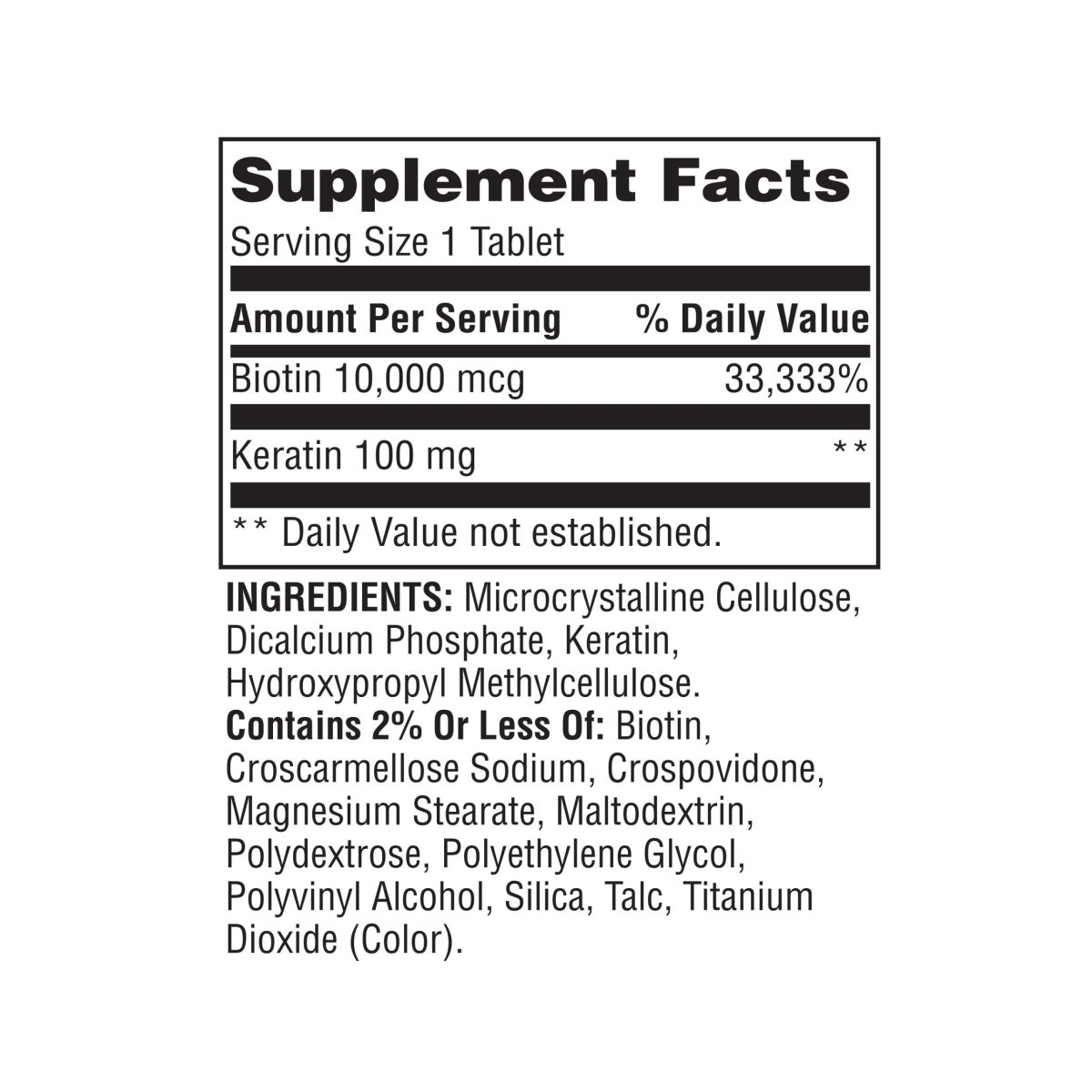 Spring Valley Extra Strength Biotin Plus Keratin 10,000mcg 60 Tablets - Image 4