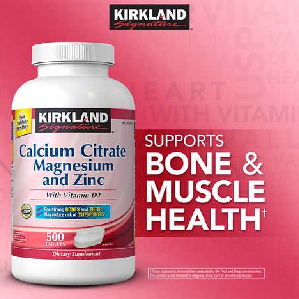 KS Calcium Citrate Magnesium & Zinc 500mg 500 Tablets