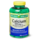 Spring Valley Calcium & Vitamin D3 Mineral Supplements Unflavored 250 Tablets