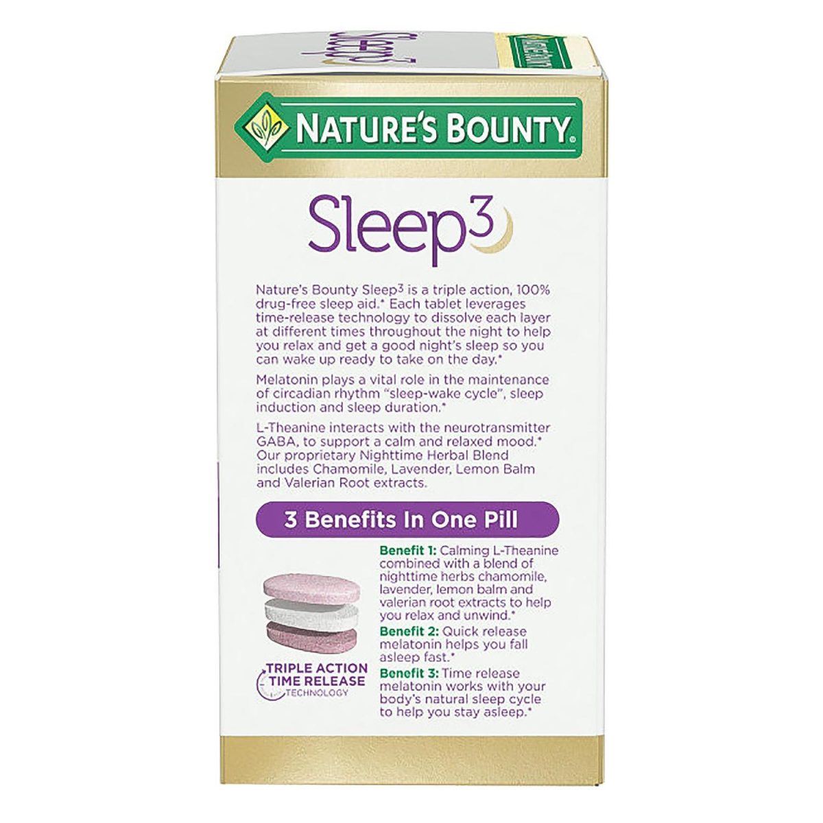 Nature's Bounty Sleep3 Tri-Layer 120 Tablets - Image 2