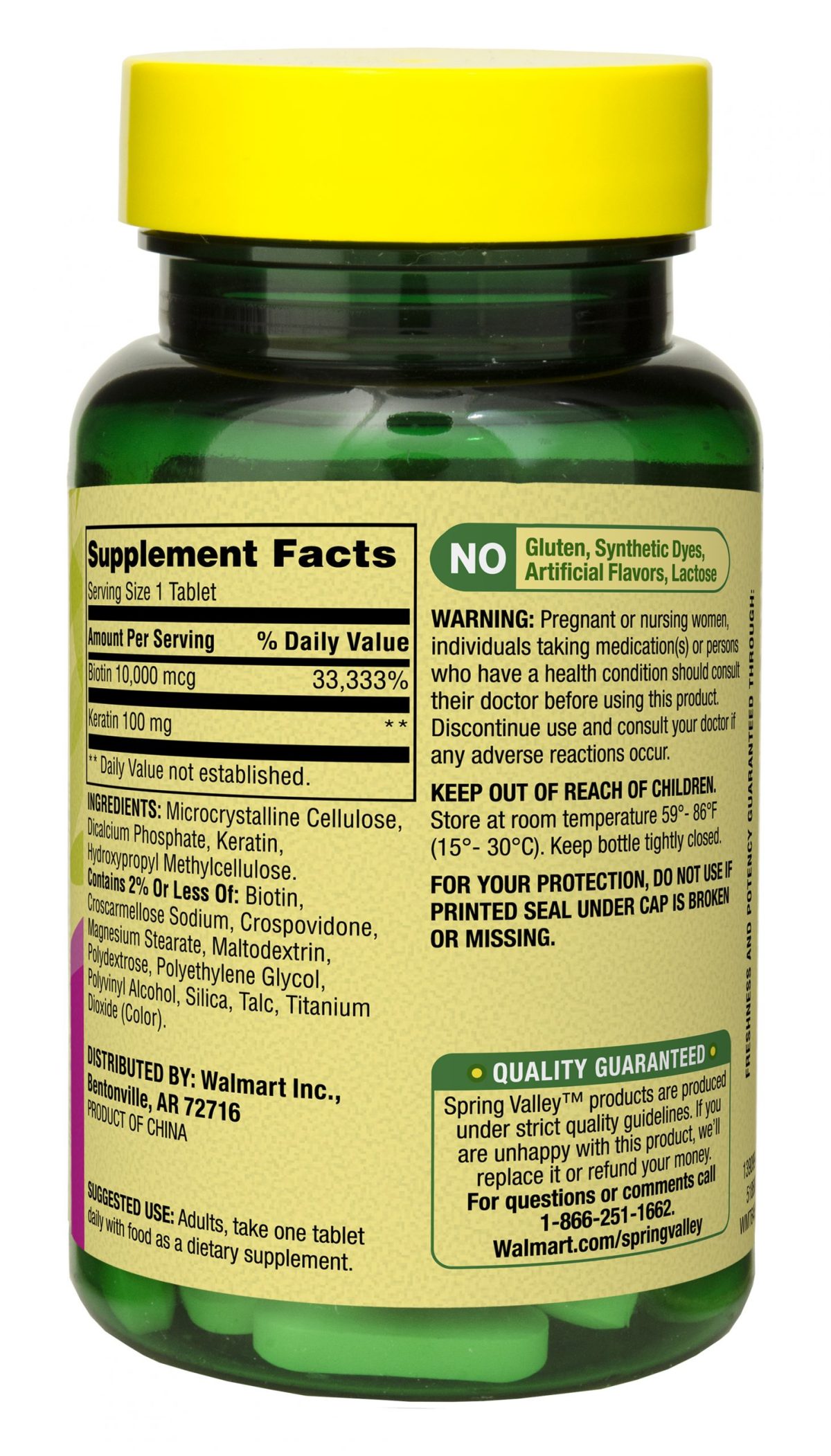 Spring Valley Extra Strength Biotin Plus Keratin 10,000mcg 60 Tablets - Image 2