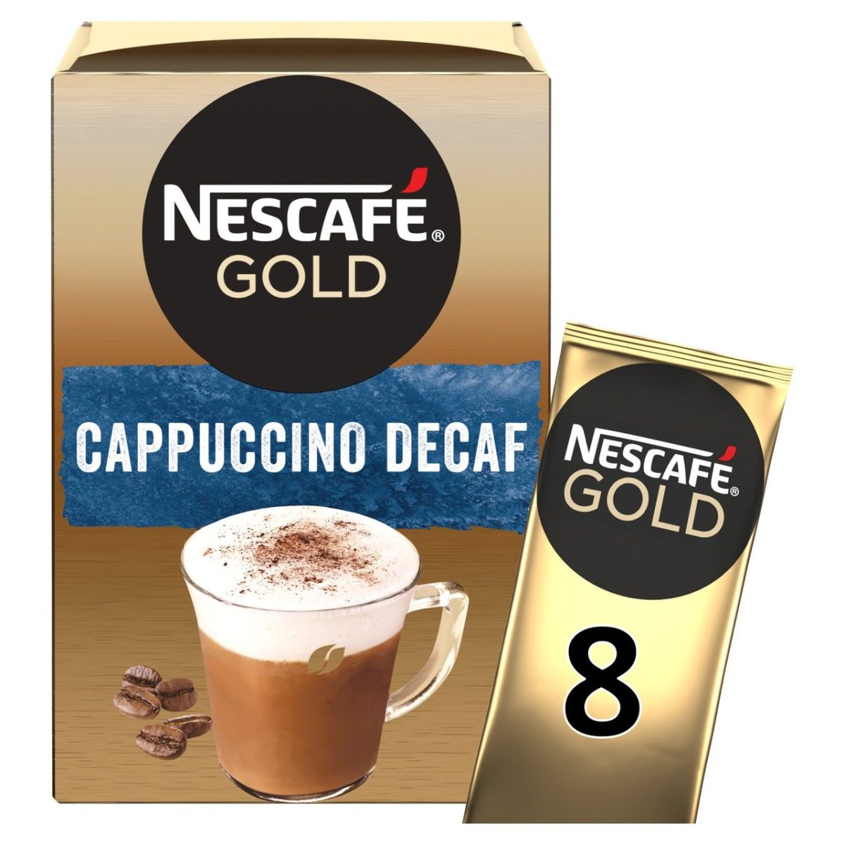 Nescafe Gold Decaffeinated Cappuccino Instant Coffee 8 Sachets 120g - Image 2