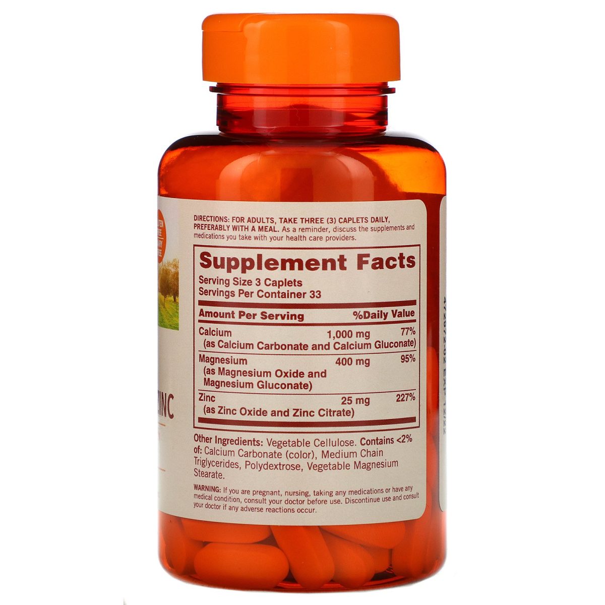 Sundown Naturals Calcium Magnesium and Zinc 100 Tablets - Image 2