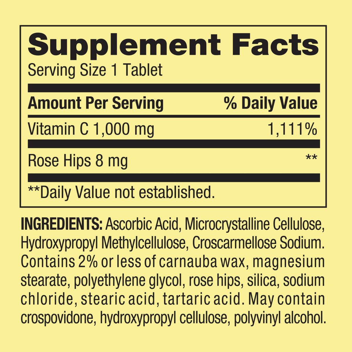 Spring Valley Vitamin C with Rose Hips 1000mg, 100 Tablets - Image 2