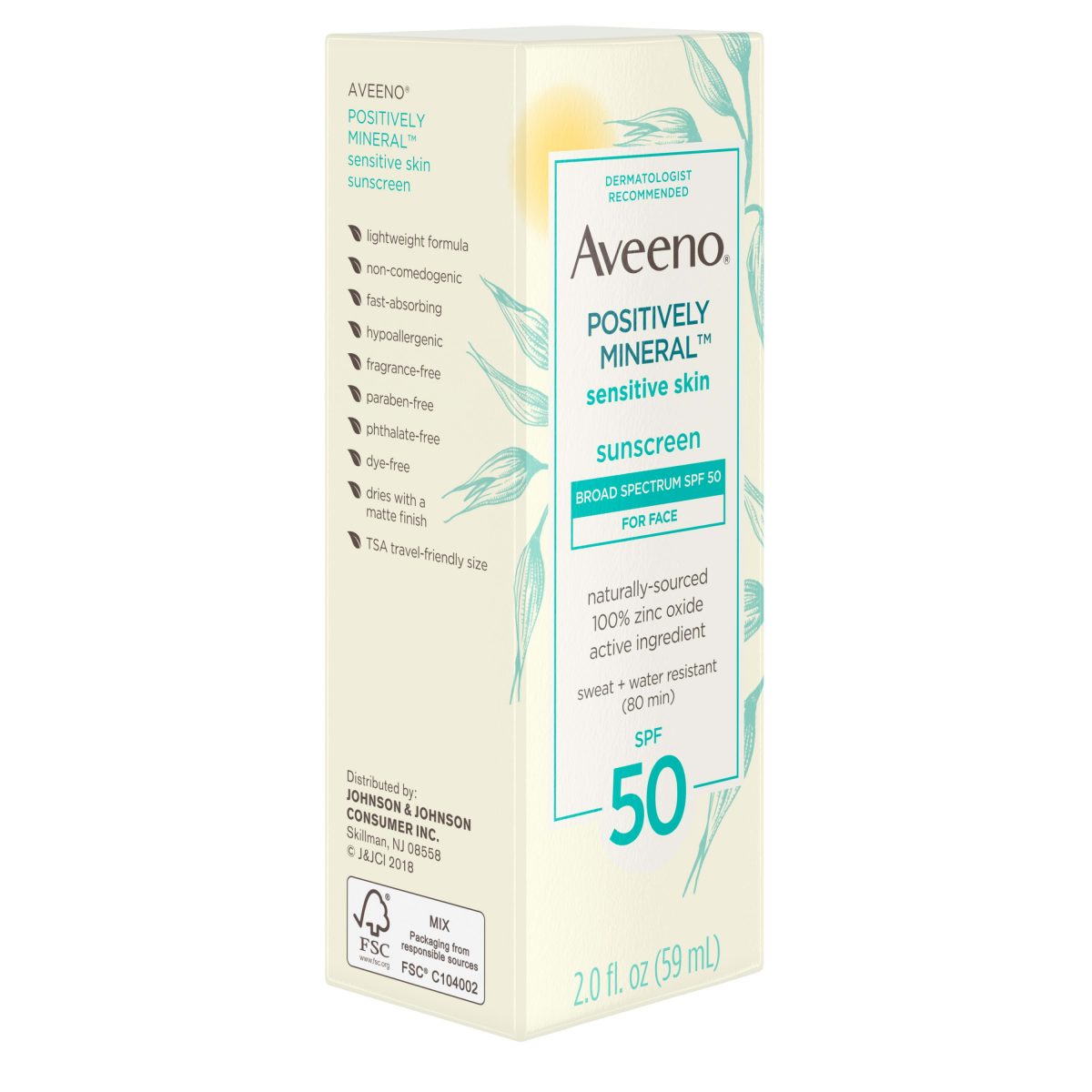 Aveeno Positively Mineral SPF 50 Face Sensitive Skin Sunscreen Lotion 59ml - Image 2
