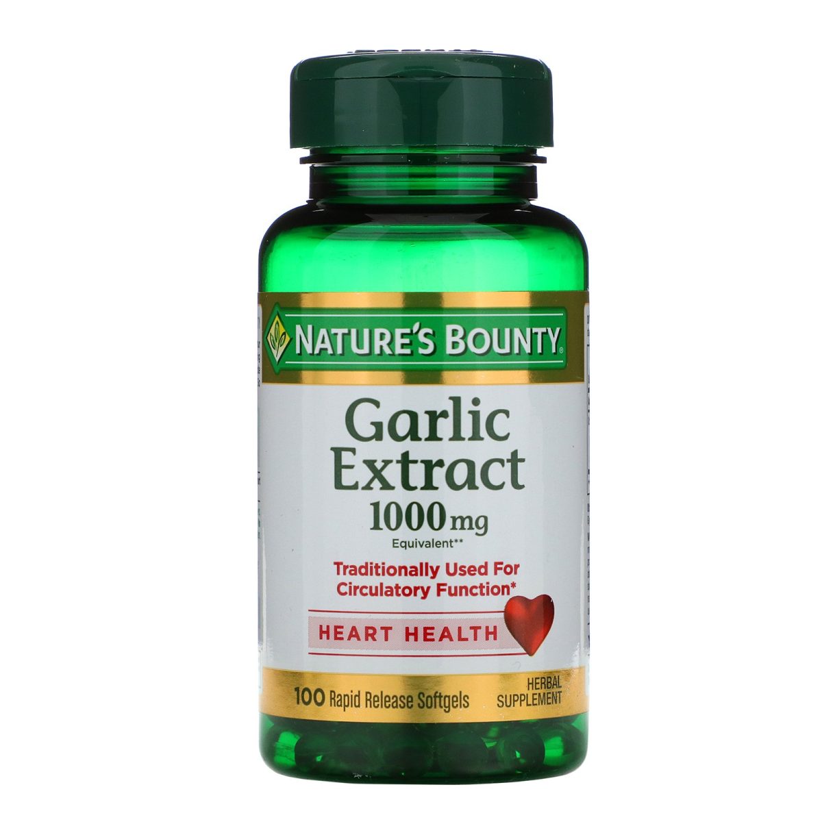 Nature's Bounty, Garlic Extract, 1,000 mg, 100 Rapid Release Softgels - Image 1