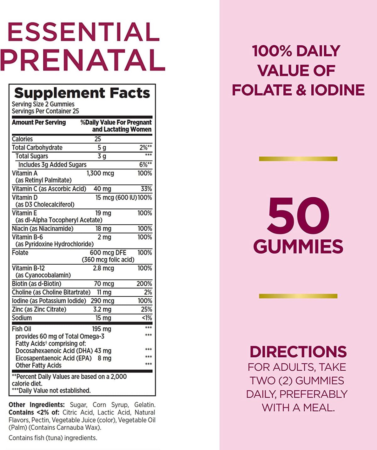 Nature's Bounty Optimal Solutions Essential Prenatal 50 Gummies - Image 2