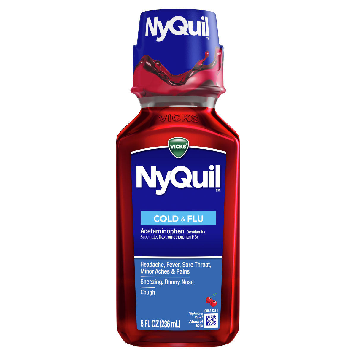 NyQuil™ Cough, Cold & Flu Nighttime Relief Liquid, Cherry Flavor - Image 1