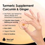 Turmeric Tablets 2600mg Ginger & Black Pepper 180 Capsules - Image 2