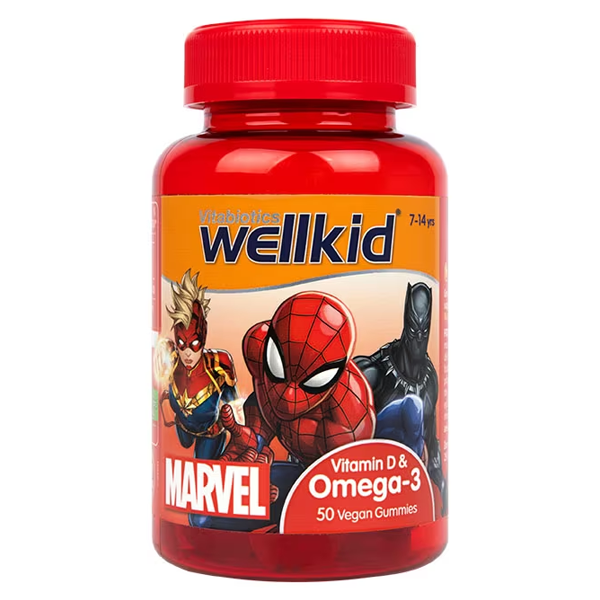 Vitabiotics Wellkid Marvel Vit D Omega 7-14 years 50 Vegan Soft Jellies