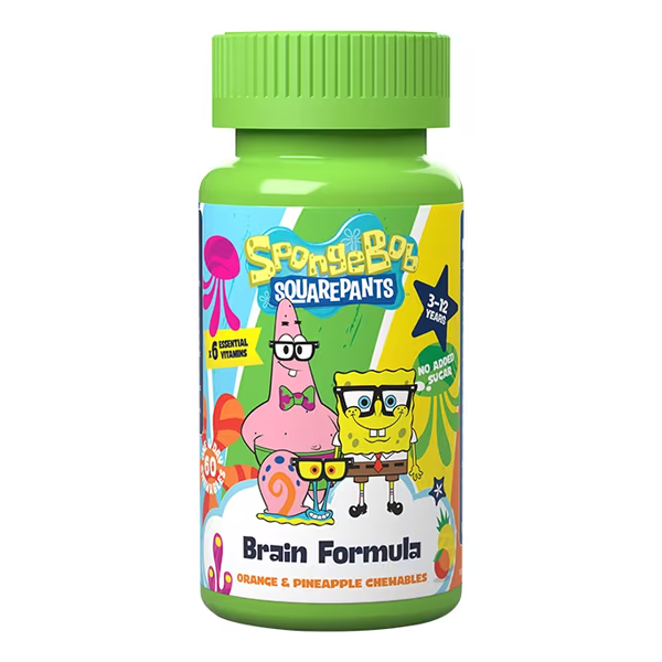 SpongeBob SquarePants Nickelodeon Brain Formula Orange & Pineapple 60 Chewables