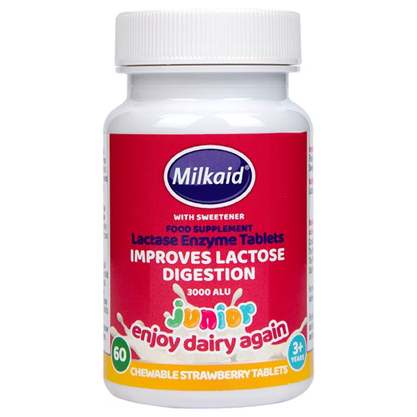 Milkaid Junior Lactase Enzyme Chewable Strawberry 60 Tablets