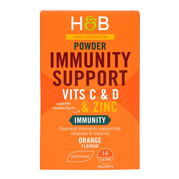 Holland & Barrett High Strength Immunity Support Powder Vits C & D & Zinc 14 Sachets