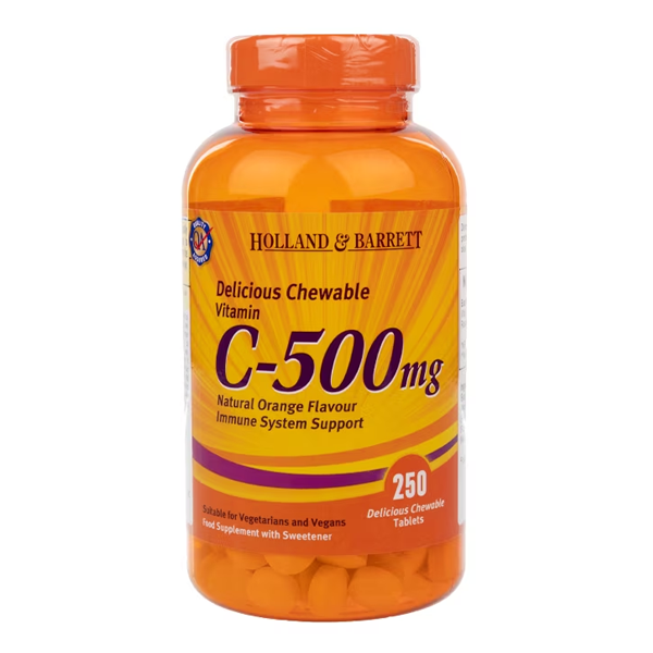 Holland & Barrett Chewable Vitamin C with Rose Hips 500mg 250 Tablets