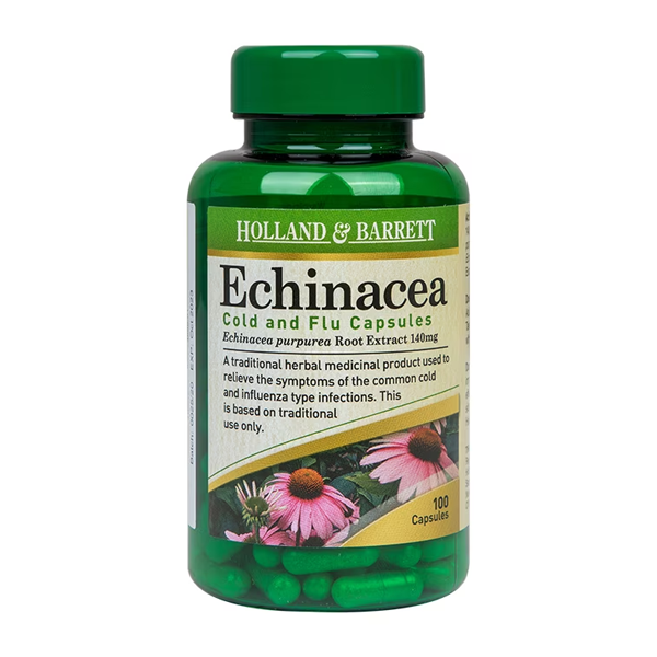 Holland & Barrett Echinacea Cold & Flu 100 Capsules 140mg