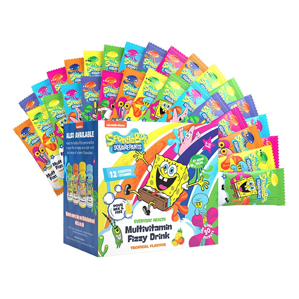 SpongeBob SquarePants Nickelodeon Multivitamin Fizzy Drink Tropical 30 Sachets