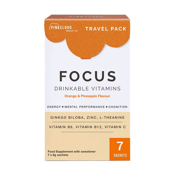 Pink Cloud Focus Drinkable Vitamins Orange & Pineapple 7 Sachets