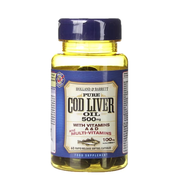 Holland & Barrett Cod Liver Oil with Multi Vitamins 60 Capsules 500mg