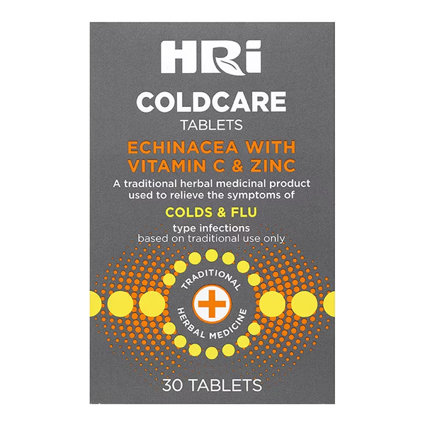 HRI Coldcare Echinacea with Vitamin C & Zinc 30 Tablets