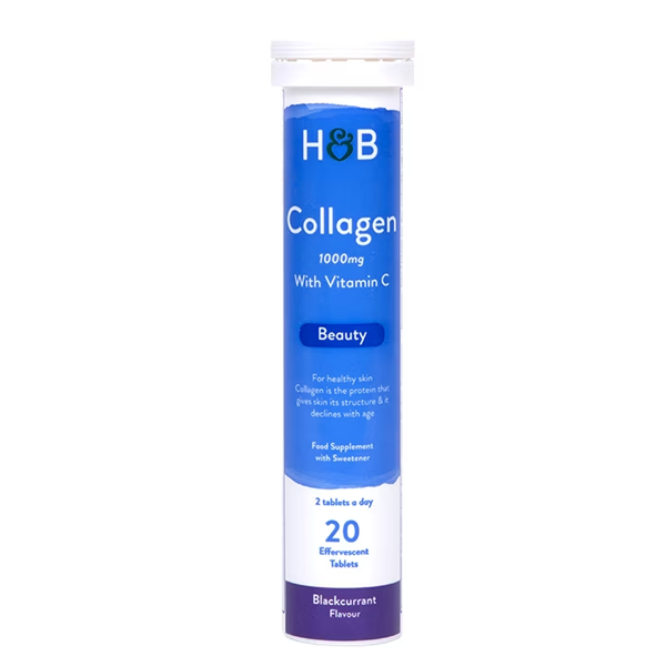 Holland & Barrett Bovine Collagen Blackcurrant Effervescent 20 Tablets 1000mg