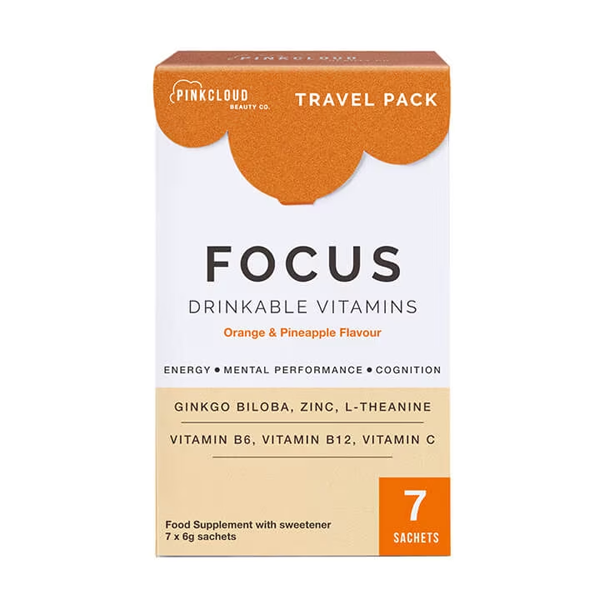 Pink Cloud Focus Drinkable Vitamins Orange & Pineapple 7 Sachets