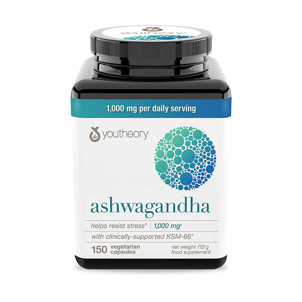 Youtheory Ashwagandha 1,000mg with KSM 66 150 Capsules