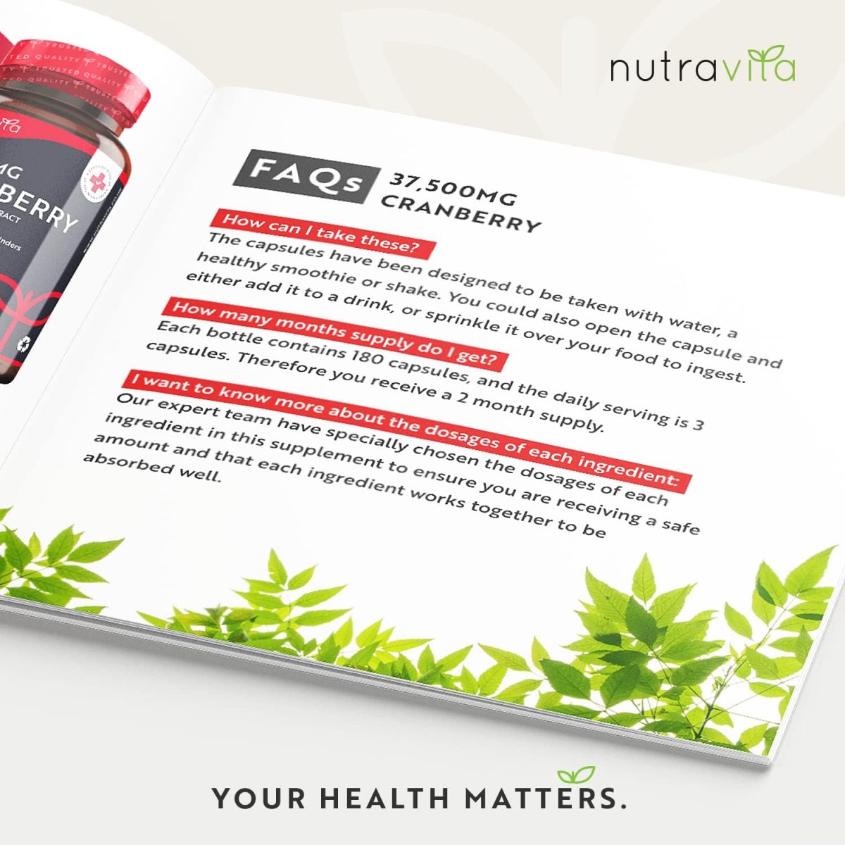 Nutravita Max Strength Cranberry 37,500mg 180 Vegan Capsules - Image 3