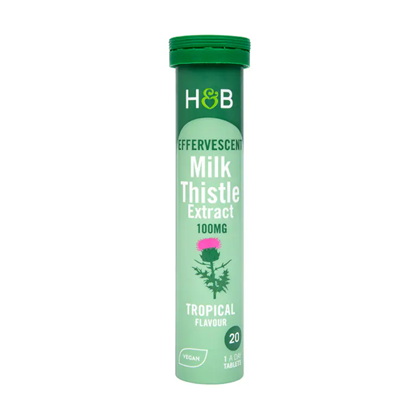 Holland & Barrett Effervescent Milk Thistle Extract 100mg Tropical Flavour 20 Tablets
