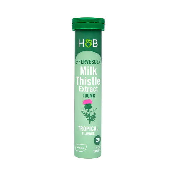 Holland & Barrett Effervescent Milk Thistle Extract 100mg Tropical Flavour 20 Tablets
