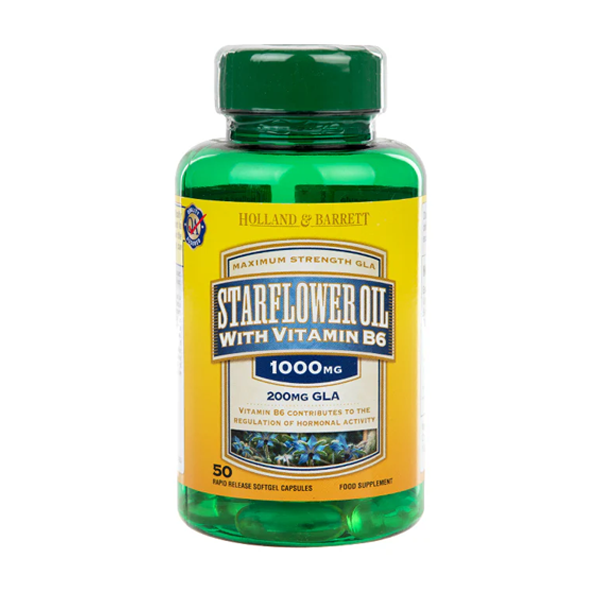 Holland & Barrett Starflower Oil 50 Capsules 1000mg with Vitamin B6