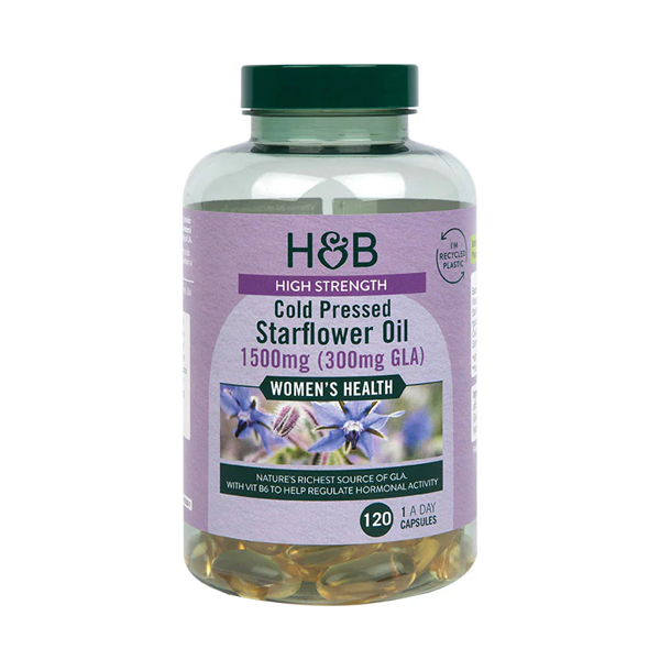 Holland & Barrett High Strength Cold Pressed Starflower Oil 1500mg 120 Capsules