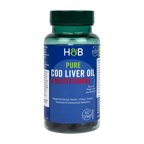 Holland & Barrett Pure Cod Liver Oil & Multivitamins 500mg 60 Capsules