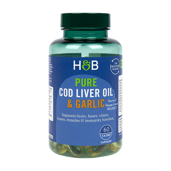 Holland & Barrett Pure Cod Liver Oil & Garlic 60 Capsules