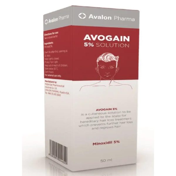Avalon Pharma Avogain 5% Solution + 5% Minoxidil Spray 50 ml For Men