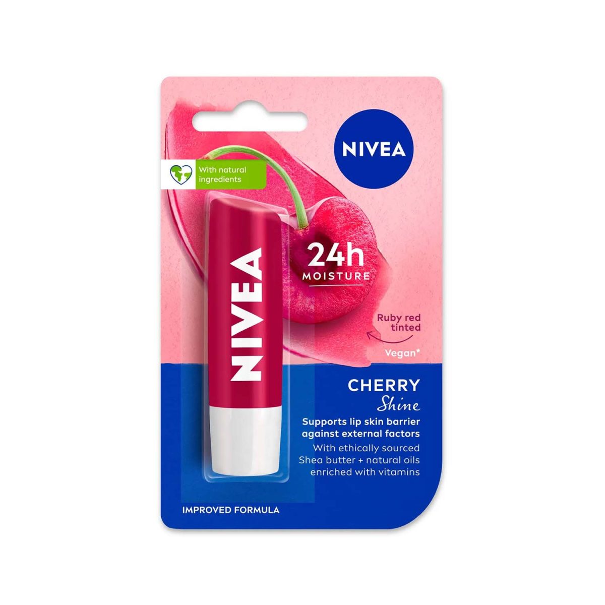 Nivea 24h Moisture Lip Balm - Cherry Shine - Image 1