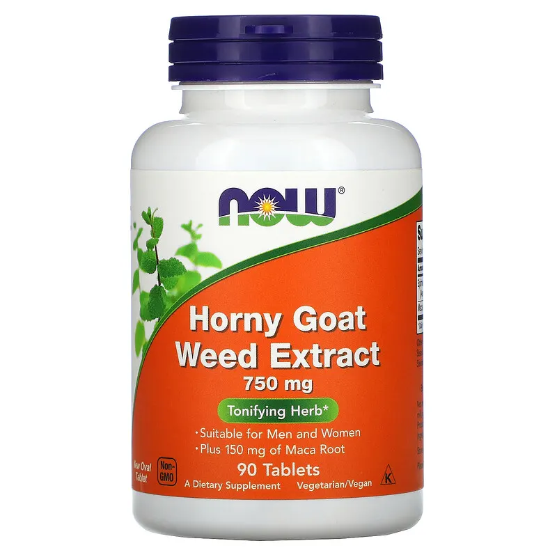 Now-foods-3 NOW Foods Horny Goat Weed Extract 750mg 90 Tablets - Image 1