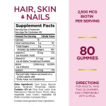 Nature’s Bounty Hair Skin & Nails 2500mcg Biotin 80 Gummies - Image 2