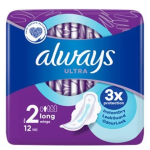 Always Ultra Long (Size 2) Sanitary Pads With Wings 12 Pads