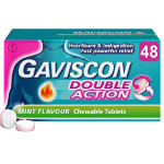 Gaviscon Double Action Heartburn and Indigestion Mint Flavour Chewable 48 Tablets