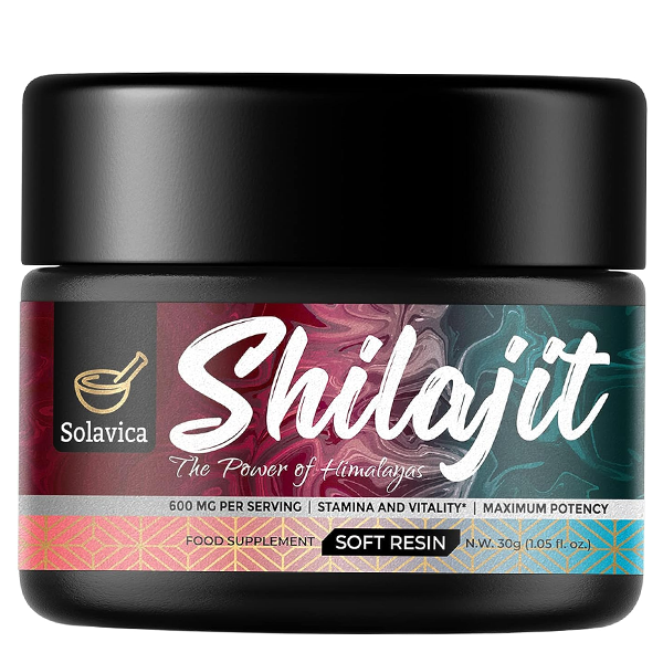 Solavica Shilajit 600mg Himalayan Shilajit Resin - Maximum Potency Pure Shilajit Resin with Fulvic Acid & 85+ Minerals, Supports Stamina and Vitality, 30 g (Pack of 1)