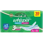 Whisper Ultra Clean Wings Sanitary Pads for Women XL 30 Napkins