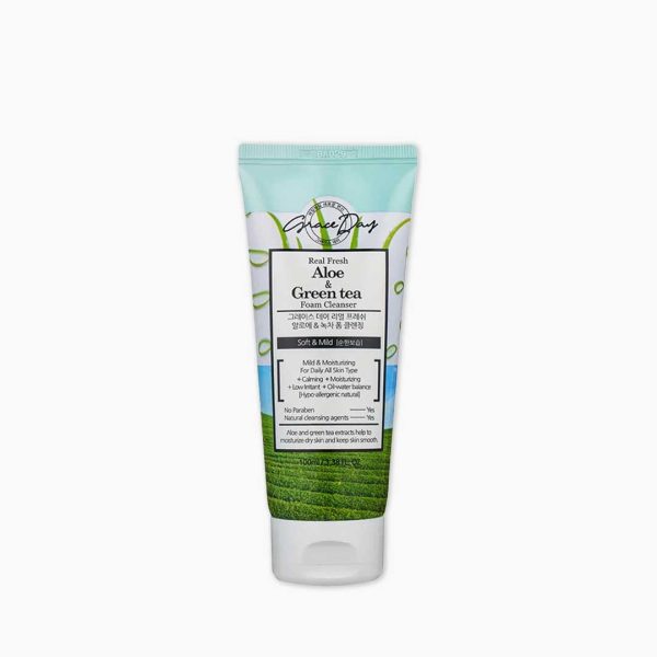 Grace Day Real Fresh Aloe & Green Tea Foam Cleanser – 100ml