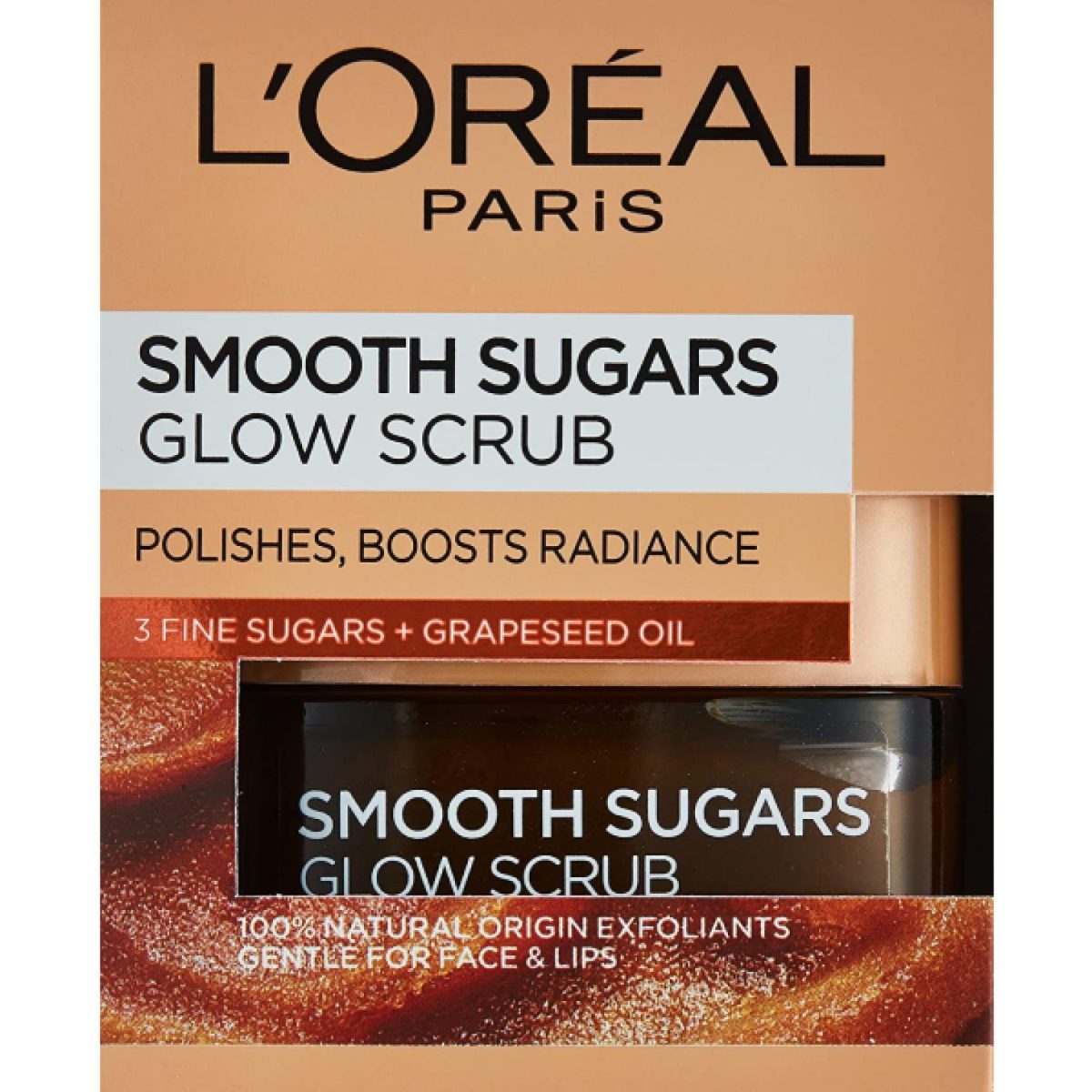 L'Oréal Paris Smooth Sugar Scrubs With Grapeseed Oil For Radiant Glowing Skin 50ml - Image 1