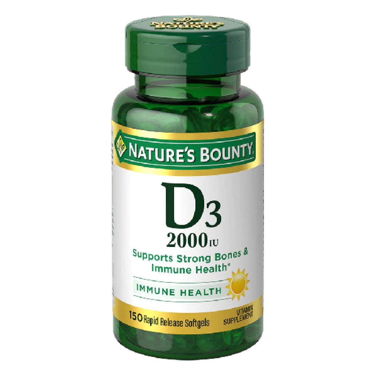 Nature’s Bounty Vitamin D3 2000IU 150 Softgels - Image 1